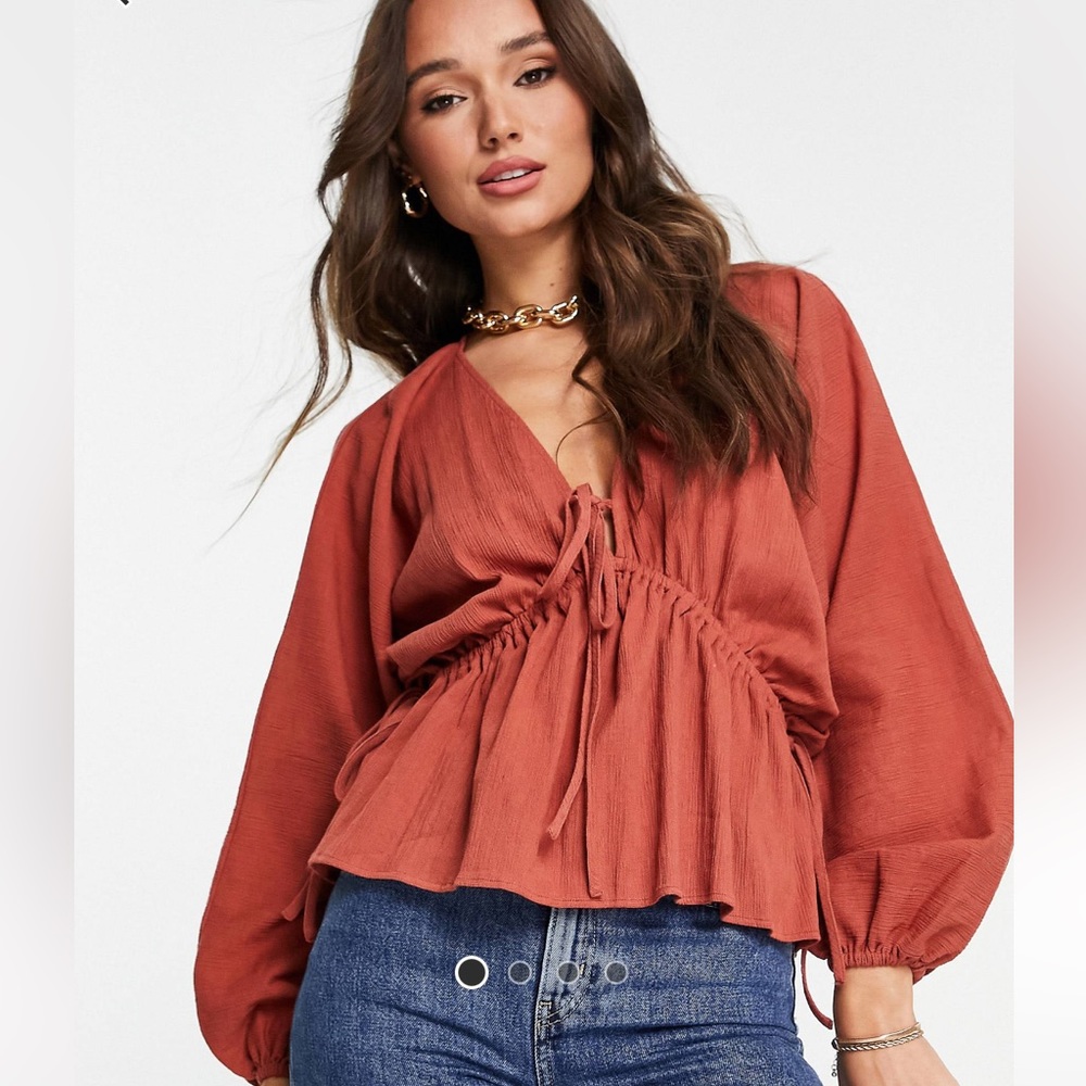 Rust colored crinkle top